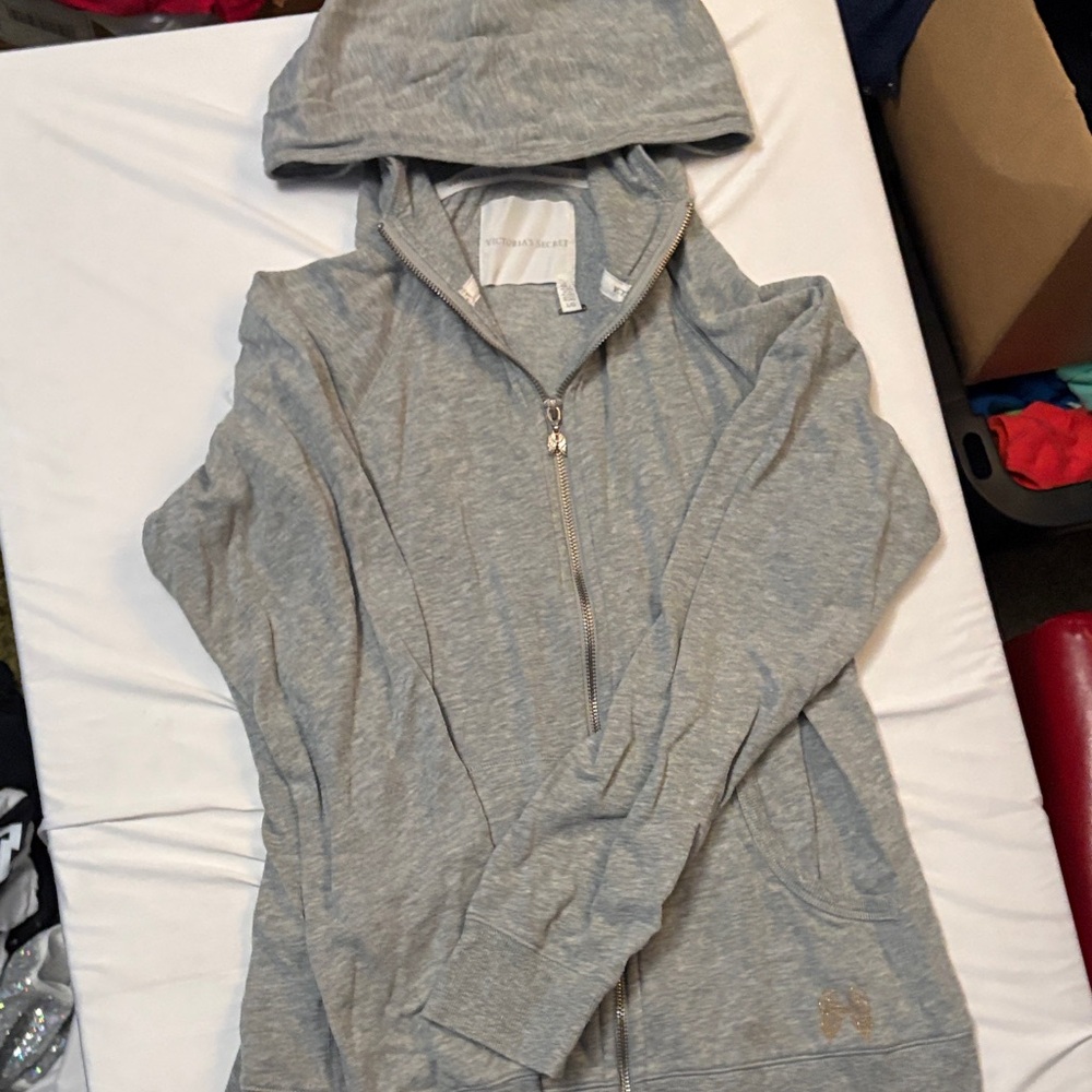Victoria's Secret Light Gray Women's Zip-Up Sweater